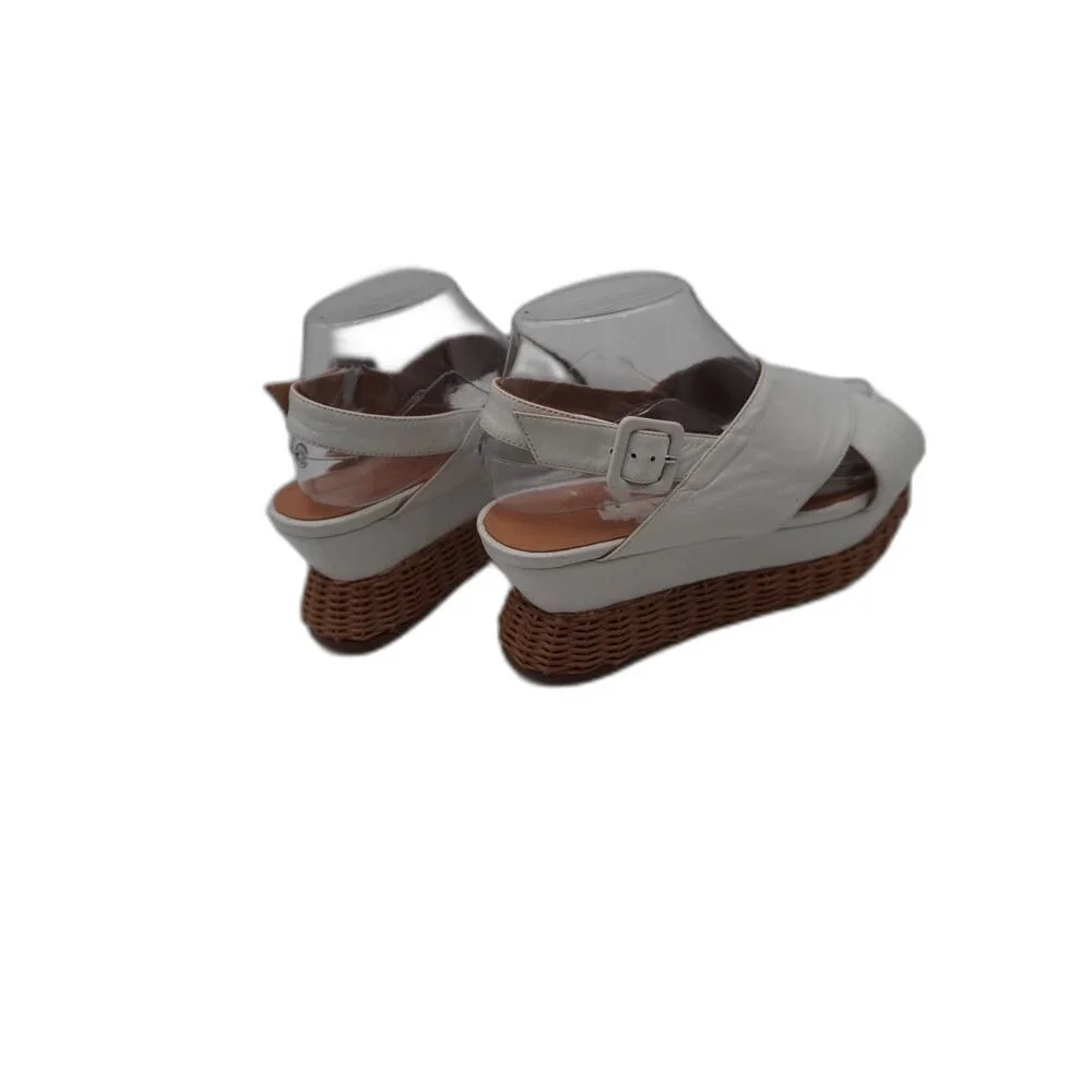 Paloma Barcelò White Sandals Wedges with crisscross traps Woven texture. Size 40